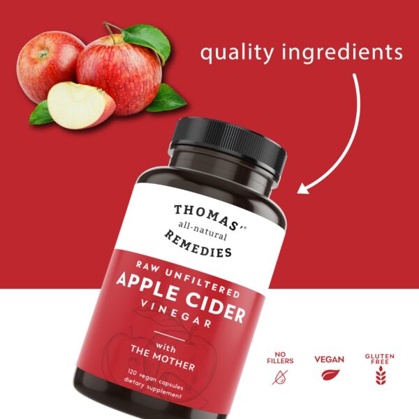 Botella de vinagre de sidra de manzana en cápsulas