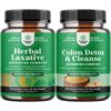 Paquete cápsulas laxantes herbales con probióticos desintoxicante