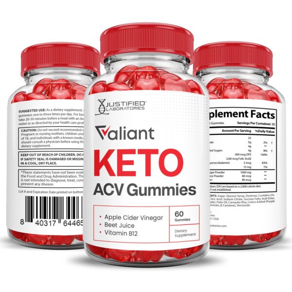 Bote Valiant Keto ACV Gummies 120 gomitas sabor dulce