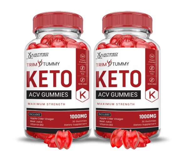 Trim Tummy Keto ACV Gummies paquete con 120 gomitas sabor vinagre de sidra