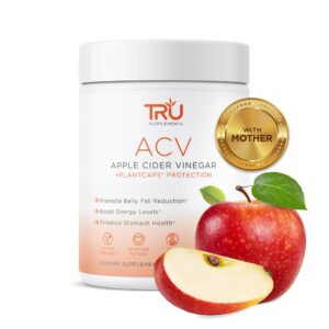 TRU Supplements ACV vinagre de manzana orgánico suplemento 45 porciones