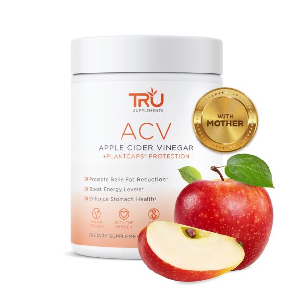 TRU Supplements ACV vinagre de manzana orgánico suplemento 45 porciones