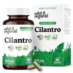 Wild Organic cápsulas de cilantro suplemento detox antioxidante