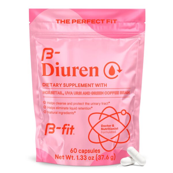 Frasco de cápsulas diuréticas B-FIT B Diuren con ingredientes naturales