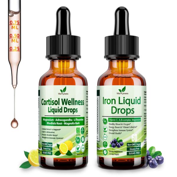 Suplemento líquido Cortisol Detox y Hierro vegano Vita PLynxera