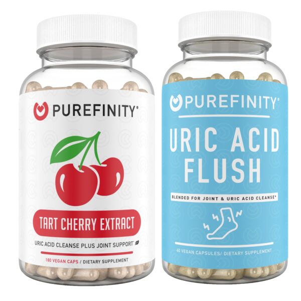 Frasco cápsulas PUREFINITY limpieza ácido úrico y cereza ácida