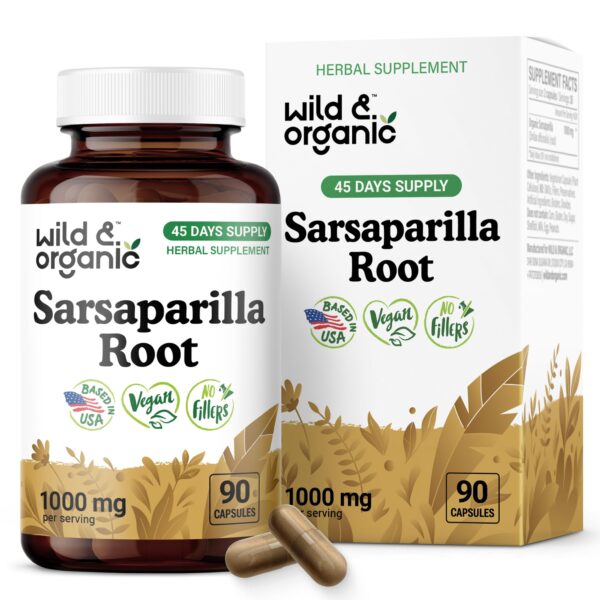 Wild & Organic cápsulas raíz zarzaparrilla 1000mg 90 unidades
