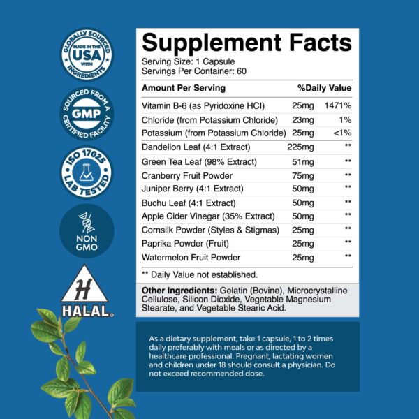 Cápsulas Water Away extracto de diente de león y té verde