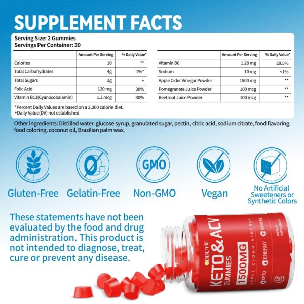 Paquete gominolas vinagre manzana keto DDUYIE 1500mg