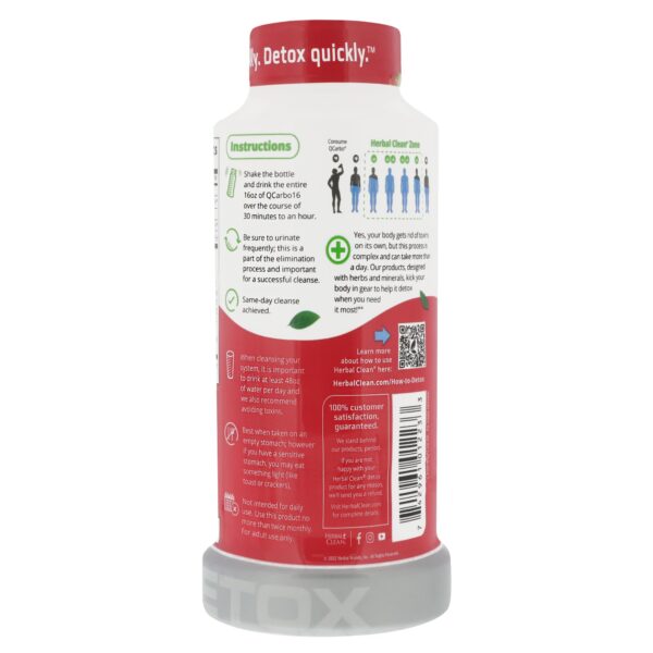 Etiqueta lateral bebida detox Herbal Clean QCarbo16 sabor tropical