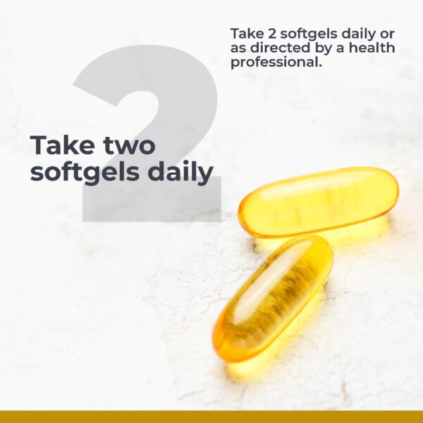 Frasco con etiqueta y cápsulas de Omega-3