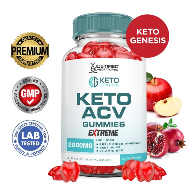 Frasco de gomitas Keto Genesis con ingredientes naturales