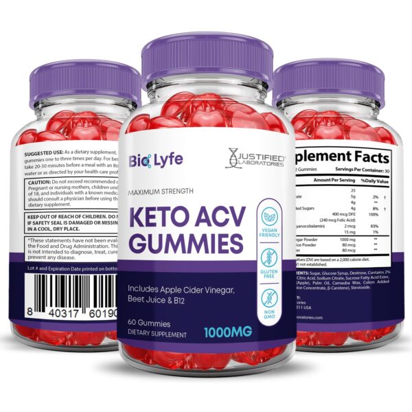 gomas keto Bio Lyfe con ingredientes naturales y vitamina B12