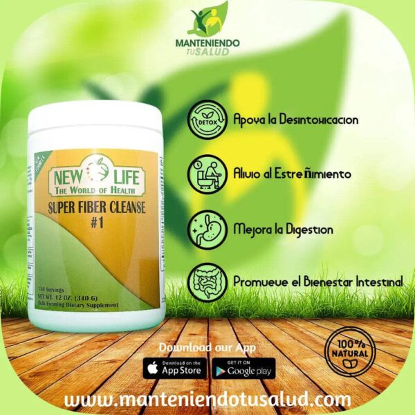 Envase frontal suplemento Super Fiber Cleanse hoja de Senna