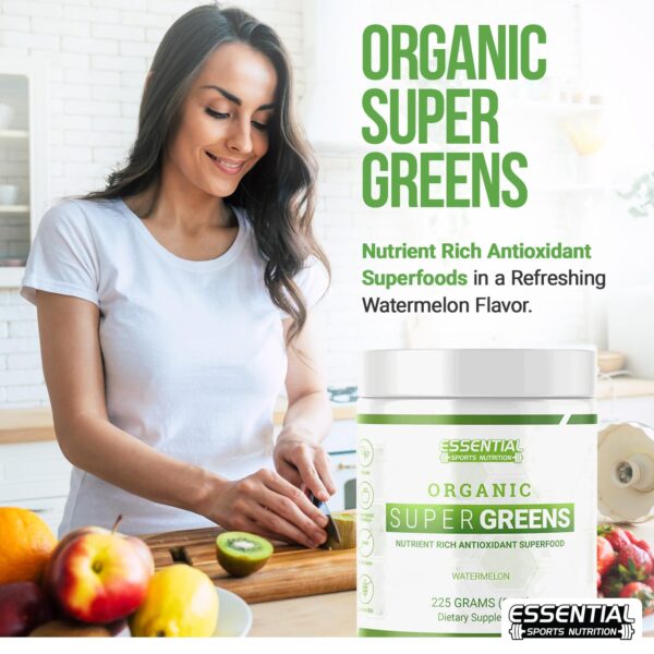 Ingredientes naturales en polvo Super Greens Essential Sports Nutrition