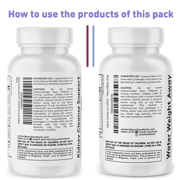 Cápsulas Youth & Tonic para limpieza renal y peso agua