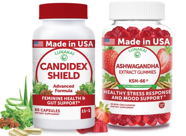 Lunakai USA Bundle Gomitas Candida y Ashwagandha envases Lunakai USA Bundle Gomitas Candida y Ashwagandha envases