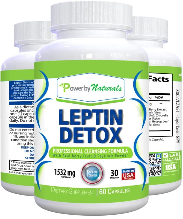 Power By Naturals Leptin Detox Cleanse cápsulas para colon e intestino