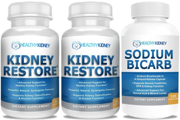 Suplemento para salud renal Kidney Restore paquete con cápsulas