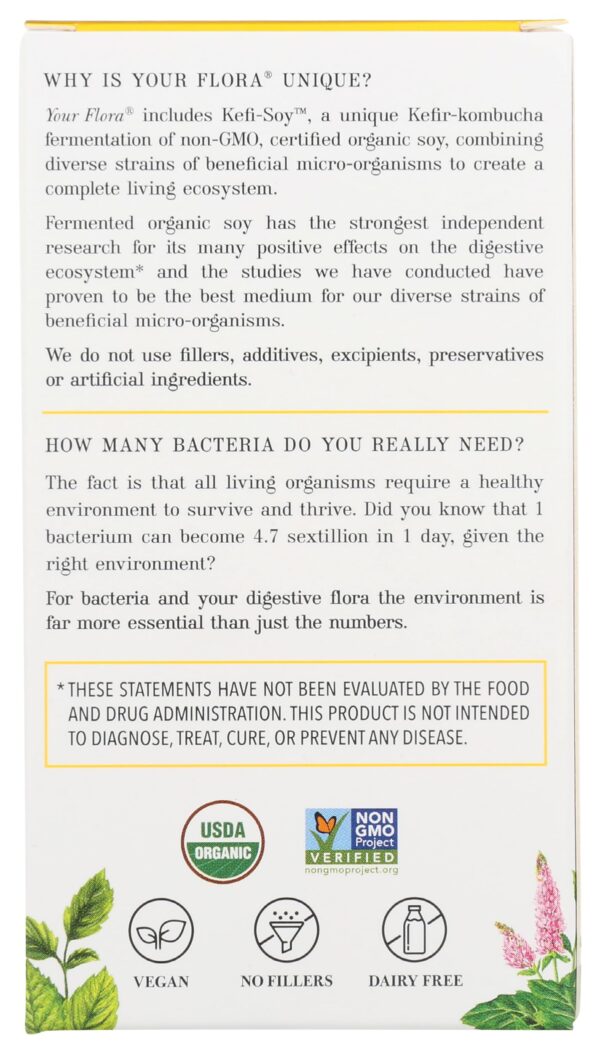 Cápsulas de probiótico no GMO Your Flora para digestión delicada