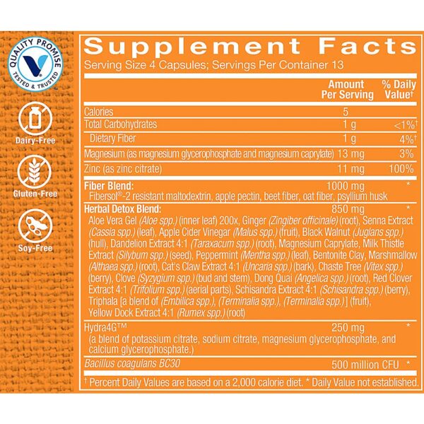 Detalle fórmula detox con probióticos y electrolitos