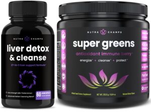 Combo cápsulas detox hígado y polvo antioxidante Super Greens