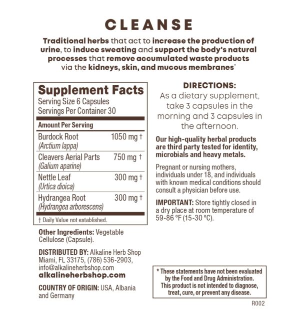 Cápsulas vegetales Alkaline Herb Shop limpieza tóxicos cuerpo