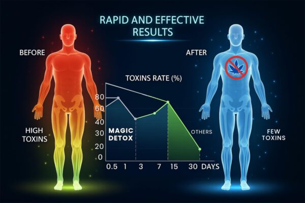 Close up cápsulas detox fabricadas en USA con ingredientes sin GMO