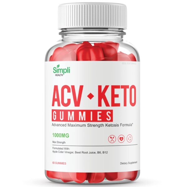 Caja y frasco de gomitas Simpli Health ACV Keto 60 unidades