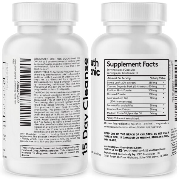 Producto herbal Youth & Tonic para limpiar colon y mejorar energía