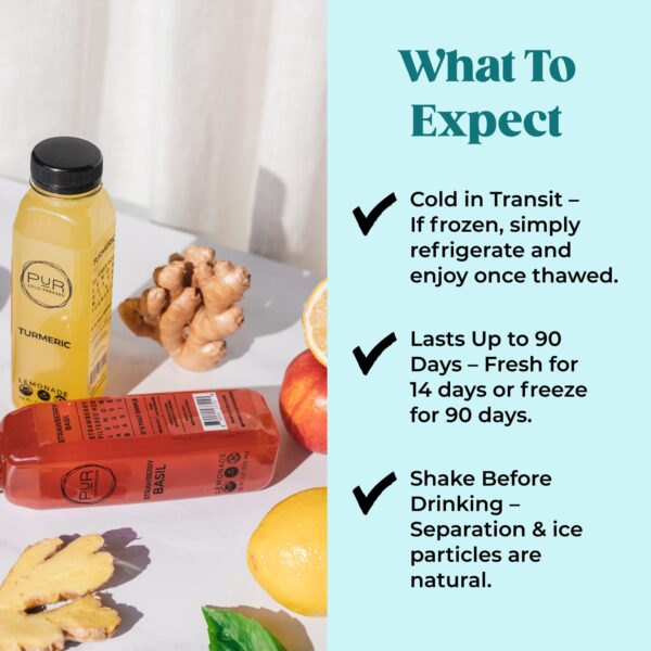 Limonada PUR sabor fresa y albahaca en botella para consumo diario