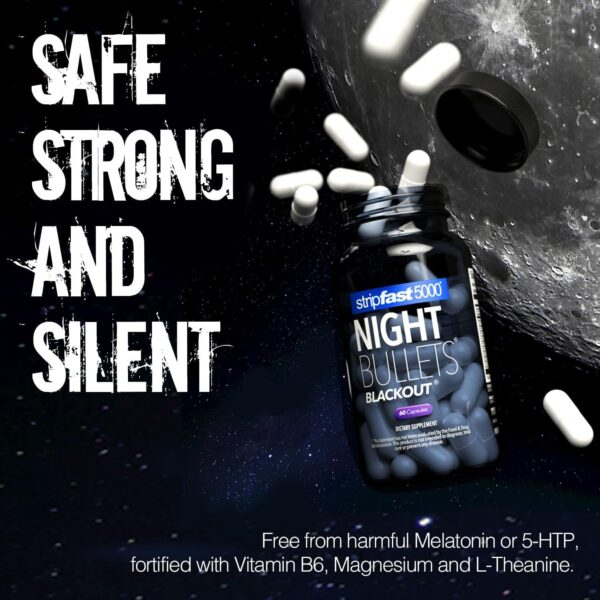 Paquete y frasco cápsulas Night Bullet stripfast5000