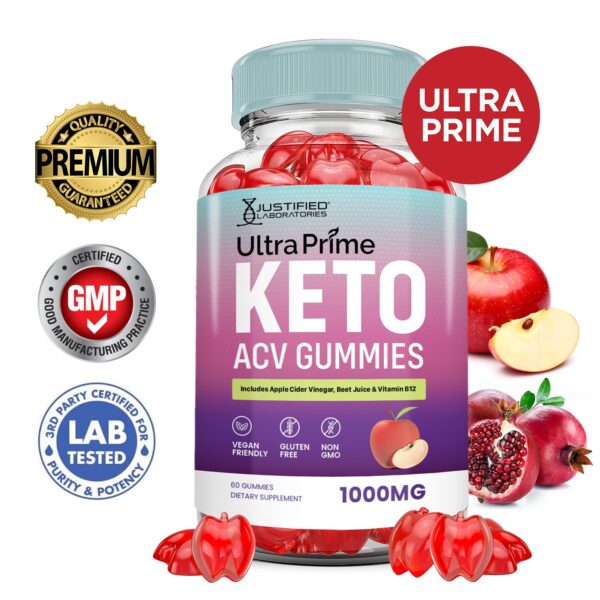 Envase frontal Ultra Prime Keto ACV gomitas 60 unidades