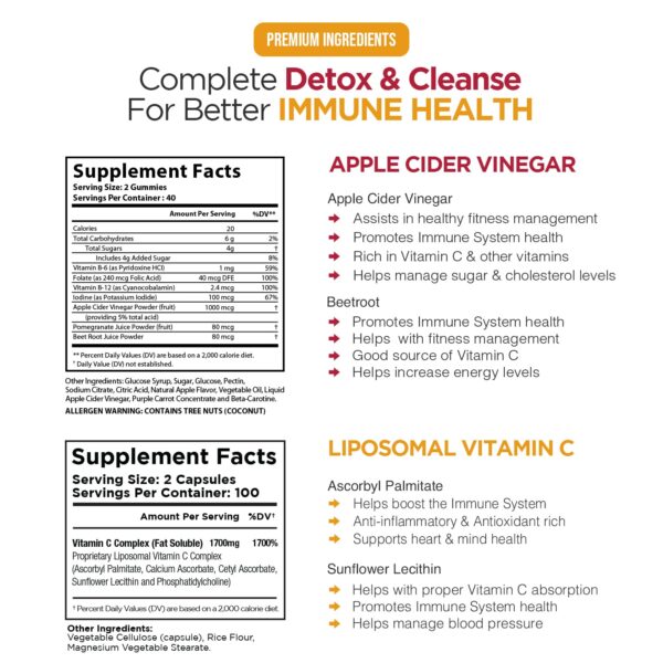 Frascos de vitamina c y gomitas vinagre sidra de manzana