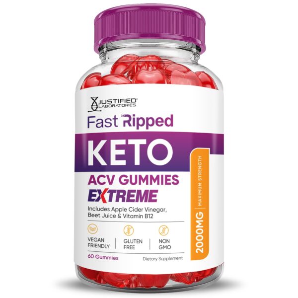 Pack 2 Fast Ripped Keto ACV Gummies 120 gomitas sabor delicioso