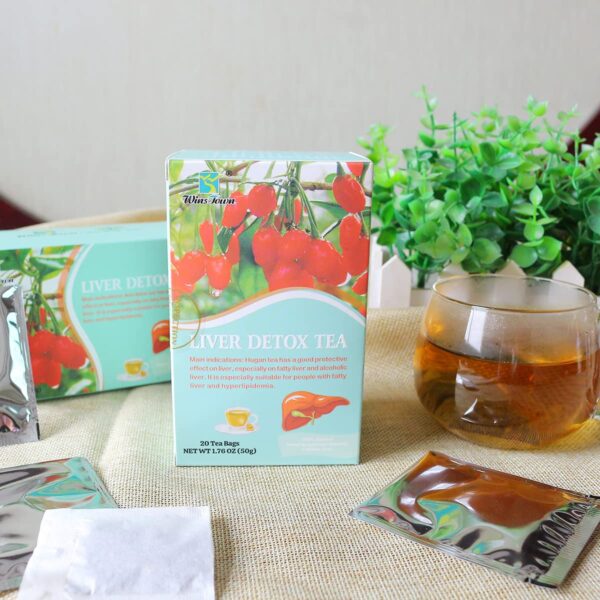 Caja con bolsitas individuales Wins Town té limpieza hepática