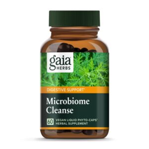 Gaia Herbs Microbiome Cleanse frasco con cápsulas veganas para salud digestiva
