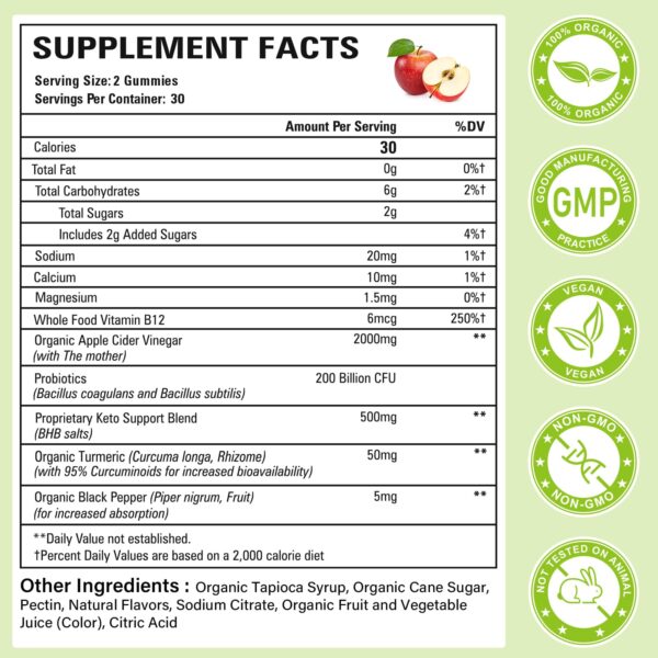Etiqueta frontal Gomitas Keto ACV avanzada