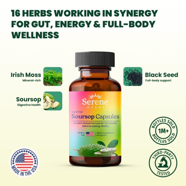 Cápsulas vegetales para detox y soporte digestivo con guanábana y hierbas