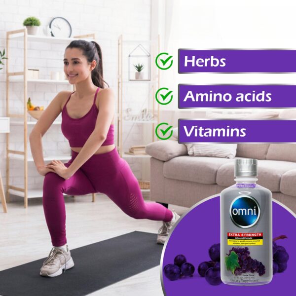 Botella Wellgenix Omni frente con imagen de uvas