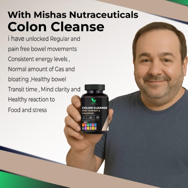 Mishas Limpieza Intestinal caja y frasco de suplemento