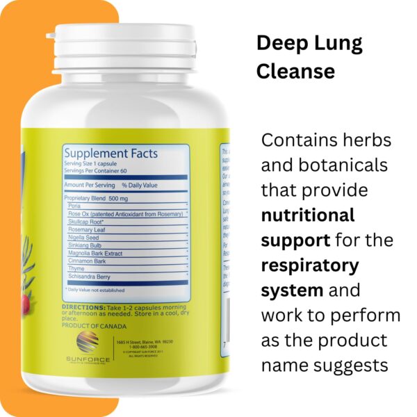 Frasco de cápsulas Deep Lung Cleanse soporte respiratorio