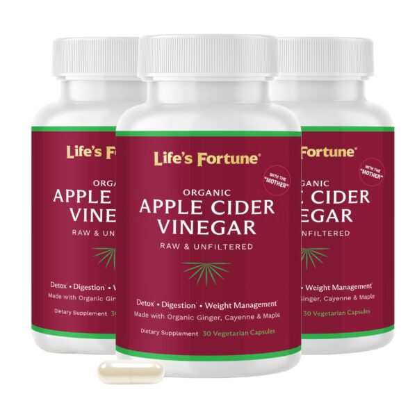 Paquete triple cápsulas orgánicas de vinagre de sidra Life's Fortune Paquete triple cápsulas orgánicas de vinagre de sidra Life's Fortune