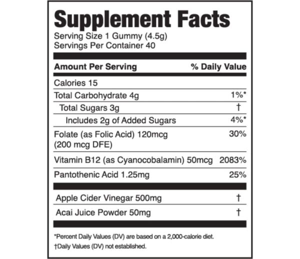 Envase gomitas JUGO Energy con apoyo natural energía sin cafeína