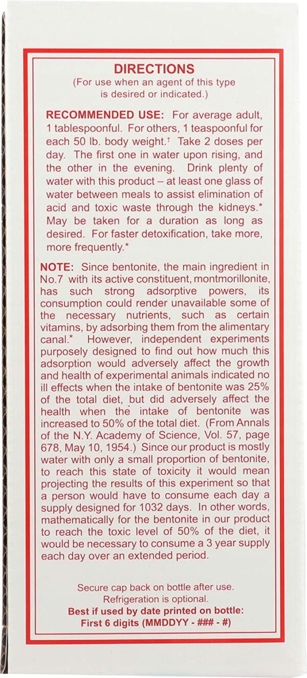Detalles de la etiqueta Sonne's No.7 Detoxificación