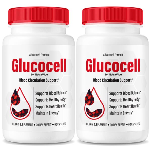 Frasco de NutraVibe Glucell cápsulas