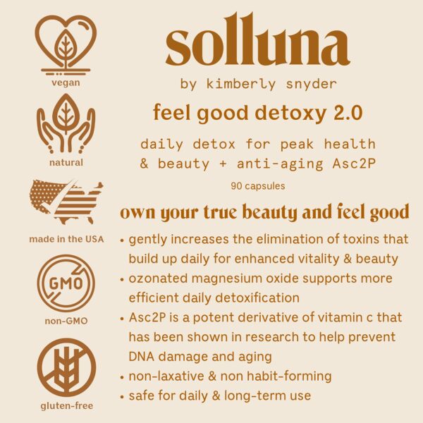 Envase Solluna Feel Good Detoxy 90 cápsulas detox natural