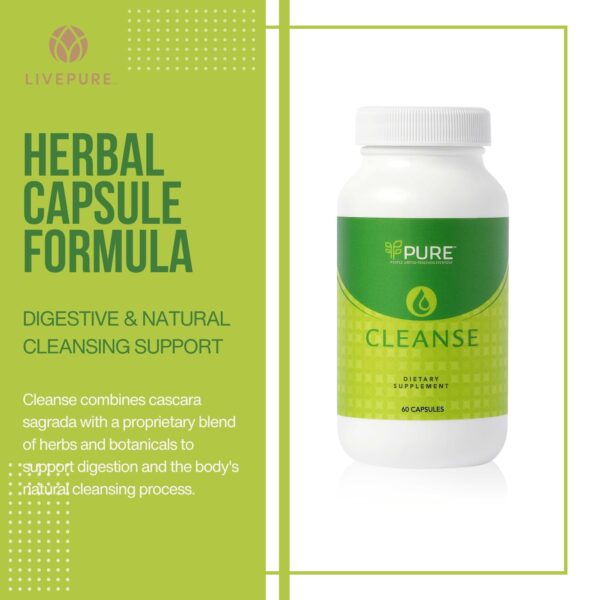 Frasco de 60 cápsulas PURE Live Cleanse fórmula para limpieza natural