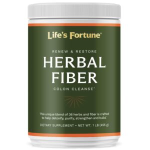 Polvo de fibra herbal orgánica Life's Fortune envase frontal