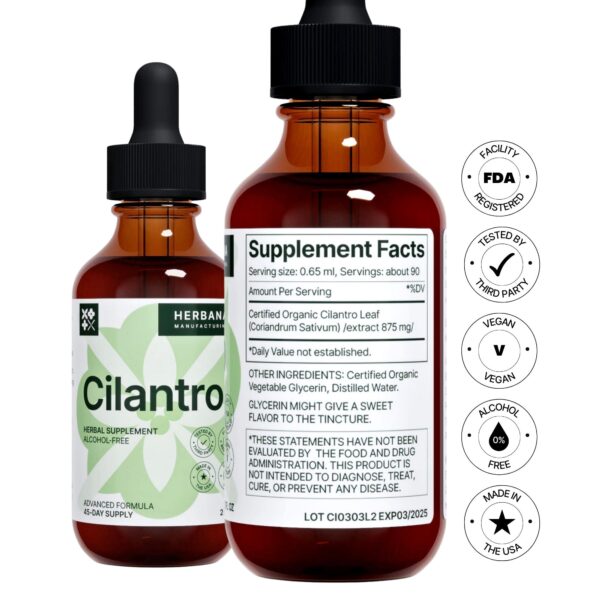 Tintura herbal calmante para sistema nervioso cilantro líquido